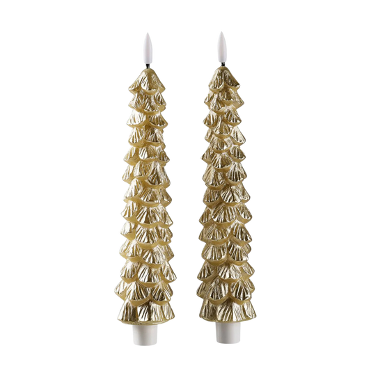 LED X-Mas Tree Kaarsen Goud - Set van 2 (editie 2024)