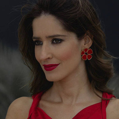 Flor Batres Oorbellen Koraalrood