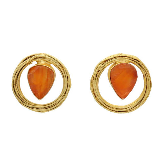 Nella Oorbellen Oranje Carneool