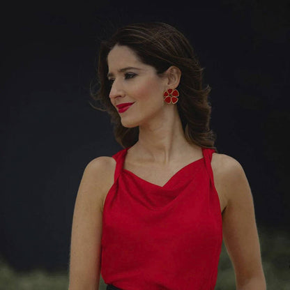 Flor Batres Oorbellen Koraalrood